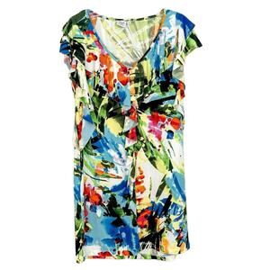 Maggy London Women's Abstract Flutter Sleeve Top Dress Multicolor Size 10